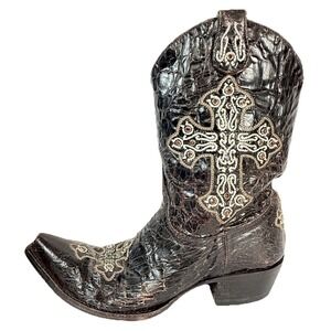 Old Gringo Cowboy Boots Womens Brown Embossed Cross Embellished Pointed Toe West